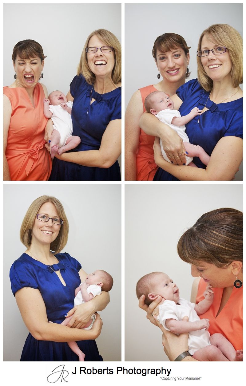 Doting aunts with their baby niece - sydney baby portrait photography